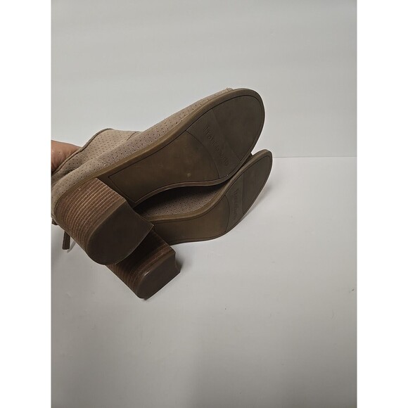 Franco Sarto Women's Goldie Sandal Boot Size 9 Block Heel Open Toe Tan Suede - Picture 8 of 12